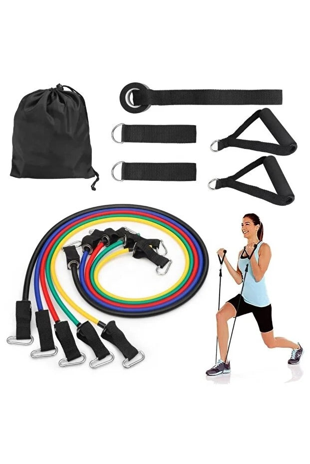 16 Parça Direnç Lastiği Seti Çantalı Lateks Direnç Bandı