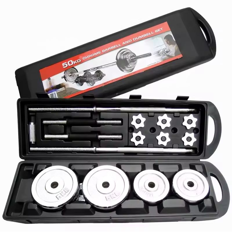 50 Kg Çantalı Döküm Dambıl Seti Krom Renk