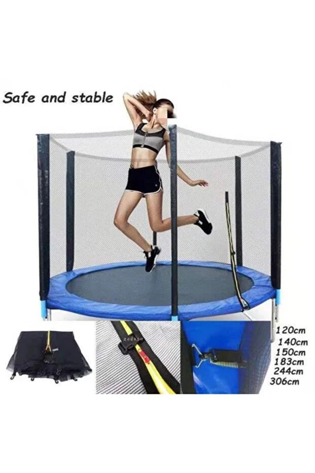 Büyük Boy File Korumalı 244 Cm Trambolin Outdoor Bahçe Tipi Güvenlik Fileli 8 Ft Trambolin