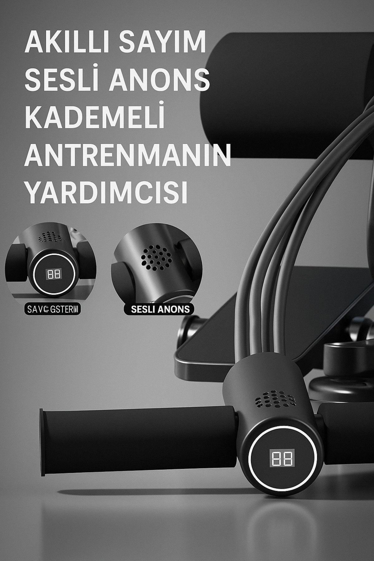 Çift Vantuzlu Sayaçlı Mekik Çekme Spor Aleti Karın Egzersizi Evde Spor Egzersiz Mekik Aleti