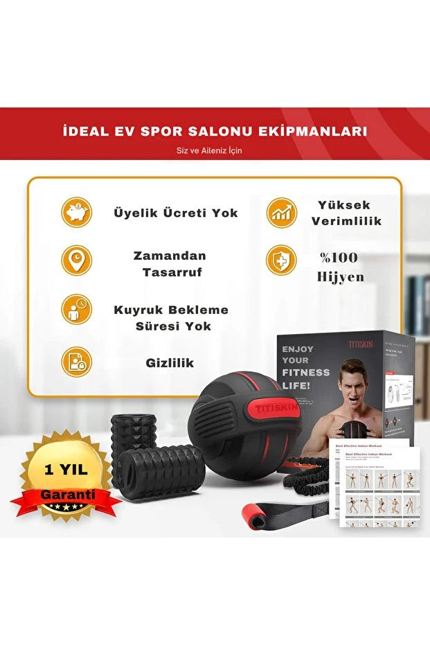 Slamball Pilates Ağırlık Topu ve Direnç Lastiği Tüm Vücut Egzersiz Aleti