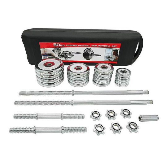 50 Kg Çantalı Döküm Dambıl Seti Krom Renk