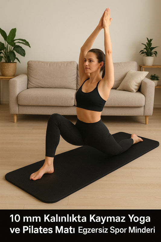 10 mm Kalınlıkta Kaymaz Premium Yoga ve Pilates Matı – Egzersiz Spor Minderi 185 x 61 Cm İTHAL